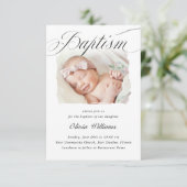 Subtle Cross Script Typo Christening Baptism Foto Kaart (Staand voorkant)