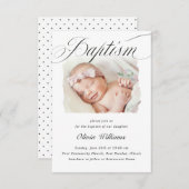 Subtle Cross Script Typo Christening Baptism Foto Kaart (Voorkant / Achterkant)