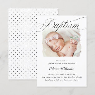 Subtle Cross Script Typo Christening Baptism Foto Kaart