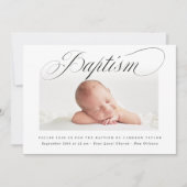 Subtle Cross Script Typo Christening Baptism Foto Kaart (Voorkant)