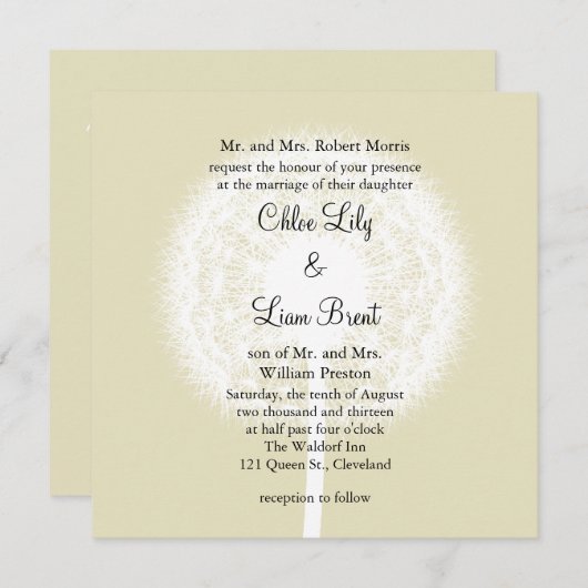 Subtle Elegance Wedding Invitation Kaart (Voorkant / Achterkant)