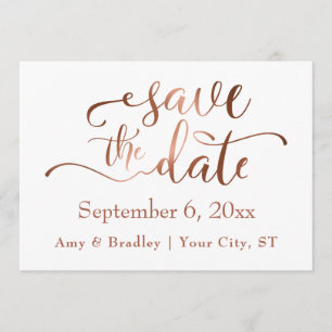 Subtle Elegant Copper Script Wedding Save the Date