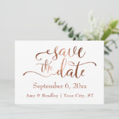 Subtle Elegant Copper Script Wedding Save the Date (Staand voorkant)