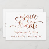 Subtle Elegant Copper Script Wedding Save the Date (Voorkant / Achterkant)