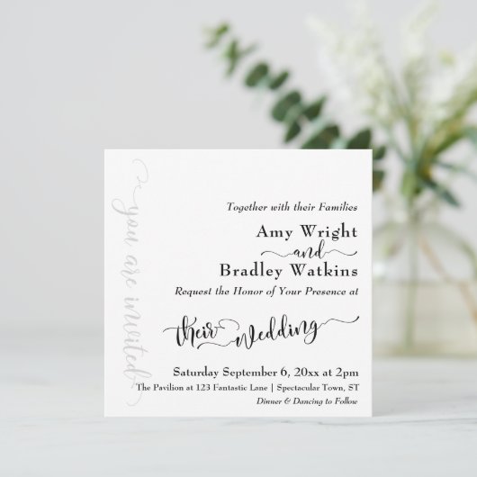 Subtle Elegant Typography Black op White Wedding 2 Kaart (Staand voorkant)