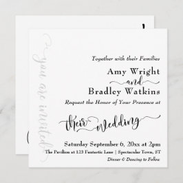 Subtle Elegant Typography Black op White Wedding 2 Kaart