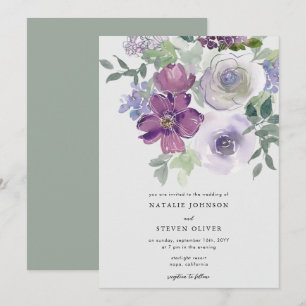 Subtle Elegant Waterverf Floral Wedding Kaart