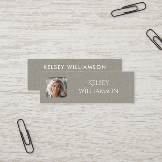 Subtle Fabric Texture Photo Mini Visitekaartje (Voorkant / Achterkant in situ)