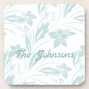 Subtle Floral in Blues Bier Onderzetter
