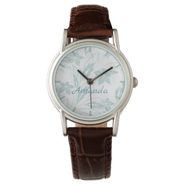 Subtle Floral in Blues Horloge (Voorkant)
