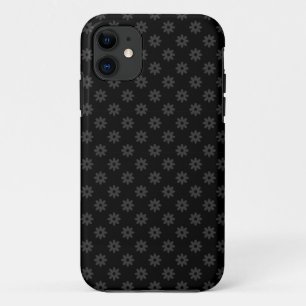 Subtle Flower - Dark Grey op Black iPhone Case
