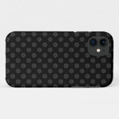 Subtle Flower - Dark Grey op Black iPhone Case (Achterkant (horizontaal))