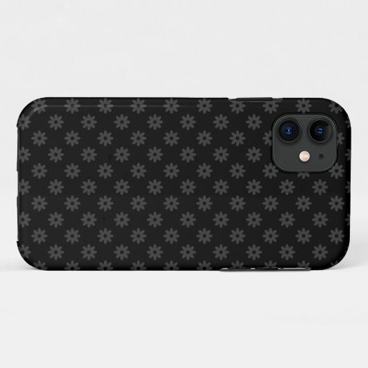 Subtle Flower - Dark Grey op Black iPhone Case (Achterkant (horizontaal))