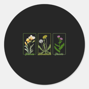 Subtle Flowers Freesia Dandelion Thistle Ronde Sticker