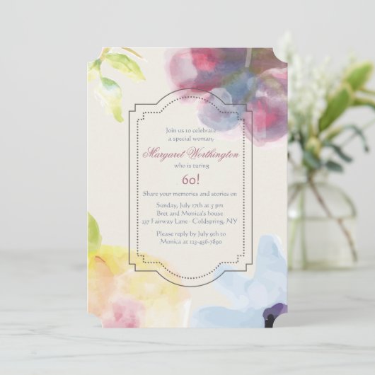 Subtle Flowers Invitation Kaart (Staand voorkant)