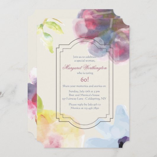 Subtle Flowers Invitation Kaart (Voorkant / Achterkant)