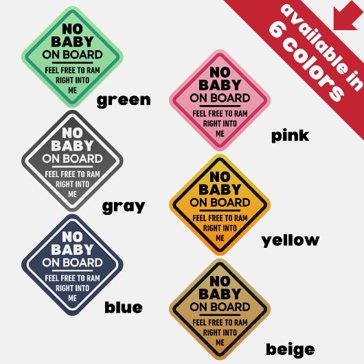 Subtle Funny No Baby aan boord van de Adult Cautio Sticker