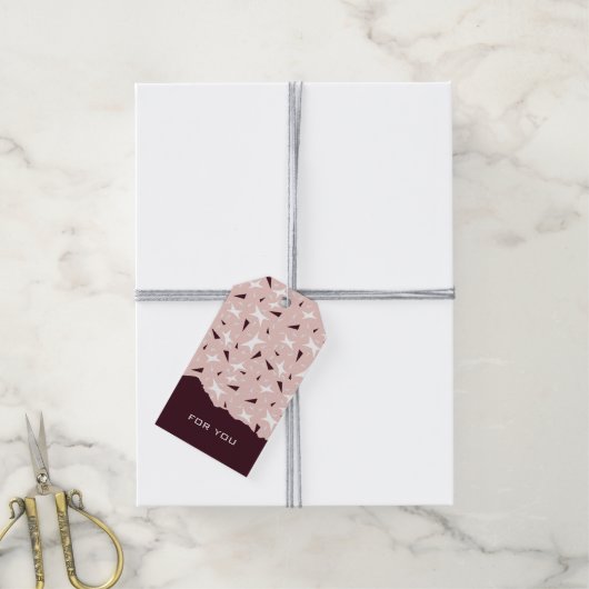 Subtle Geometry: Stars & Triangles – Pink Cadeaulabel (Met Touw)