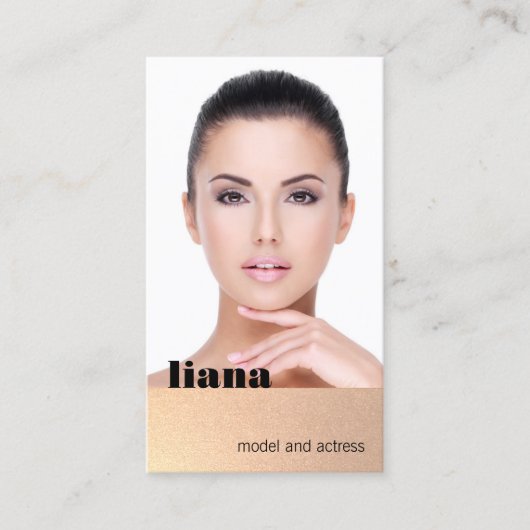 Subtle Gold Glitter Modeling Fotocard Visitekaartje (Voorkant)