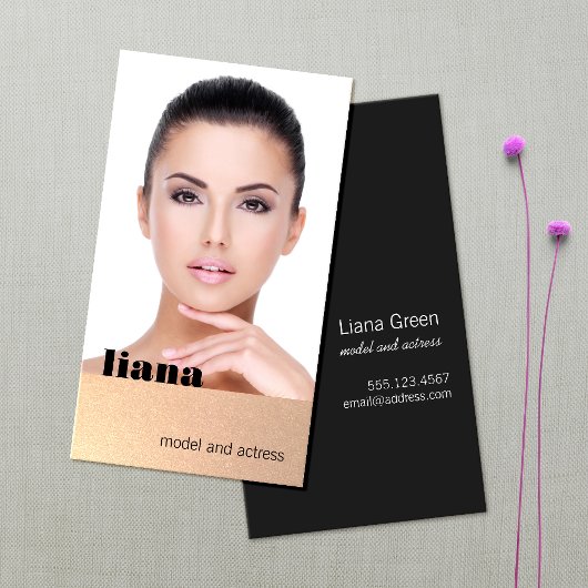 Subtle Gold Glitter Modeling Fotocard Visitekaartje