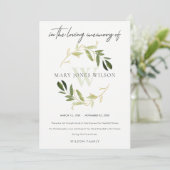 SUBTLE GOLD GREEN FOLIAGE WREATH SYMPATHY MEMORIAL BEDANKKAART (Staand voorkant)