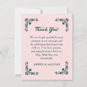 Subtle Grace Blush & Slate Gray Floral Wedding Bedankkaart (Voorkant)