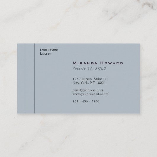 Subtle Grey Minimalist Monogram Visitekaartje (Achterkant)