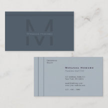 Subtle Grey Minimalist Monogram Visitekaartje