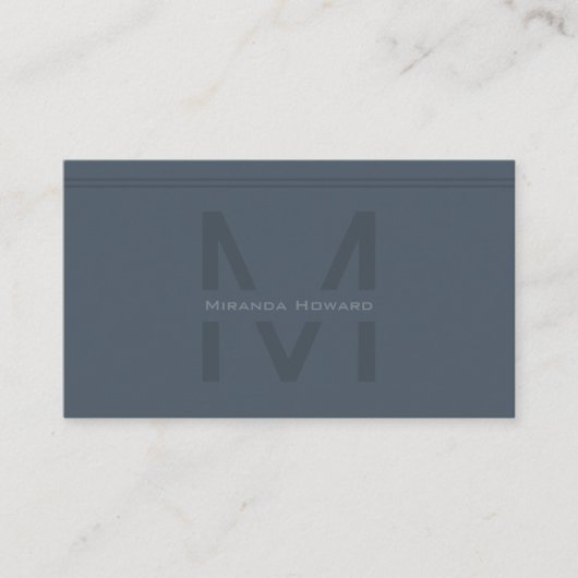 Subtle Grey Minimalist Monogram Visitekaartje (Voorkant)