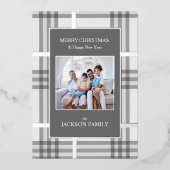 Subtle Grey Pset Holiday Photo met kerstkaart Folie Feestdagenkaart (Voorkant)