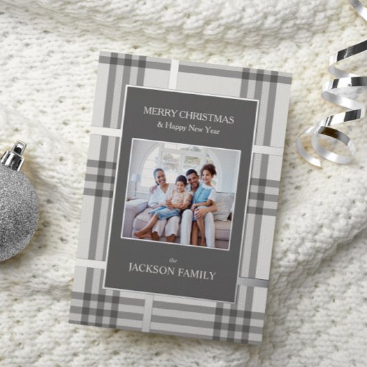 Subtle Grey Pset Holiday Photo met kerstkaart Folie Feestdagenkaart