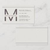 Subtle Ivory Minimalist Monogram Visitekaartje (Voorkant / Achterkant)