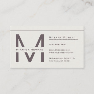 Subtle Ivory Minimalist Monogram Visitekaartje