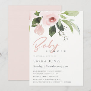SUBTLE KLEURENWASSEN BLUSH PINK FLORAL BABY SHOWER KAART