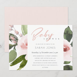 SUBTLE KLEURENWASSEN BLUSH PINK FLORAL BABY SHOWER KAART