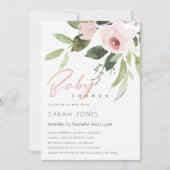 SUBTLE KLEURENWASSEN BLUSH PINK FLORAL BABY SHOWER KAART (Voorkant)