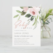 SUBTLE KLEURENWASSEN BLUSH PINK FLORAL BABY SHOWER KAART (Staand voorkant)