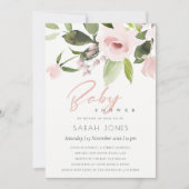 SUBTLE KLEURENWASSEN BLUSH PINK FLORAL BABY SHOWER KAART (Voorkant)
