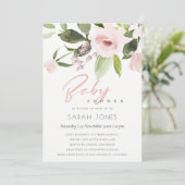 SUBTLE KLEURENWASSEN BLUSH PINK FLORAL BABY SHOWER KAART (Staand voorkant)