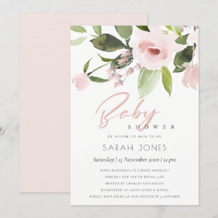 SUBTLE KLEURENWASSEN BLUSH PINK FLORAL BABY SHOWER KAART