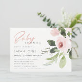 SUBTLE KLEURENWASSEN BLUSH PINK FLORAL BABY SHOWER KAART (Staand voorkant)