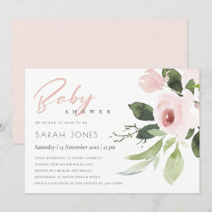 SUBTLE KLEURENWASSEN BLUSH PINK FLORAL BABY SHOWER KAART