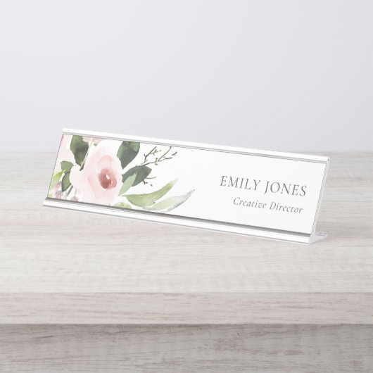 SUBTLE KLEURENWASSEN BLUSH PINK FLORAL BUNCH BUREAU NAAMBORDJE (Voorkant)