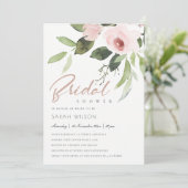 SUBTLE KLEURENWASSEN BLUSH PINK FLORAL VRIJGEZELLE KAART (Staand voorkant)