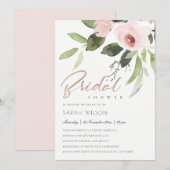 SUBTLE KLEURENWASSEN BLUSH PINK FLORAL VRIJGEZELLE KAART (Voorkant / Achterkant)