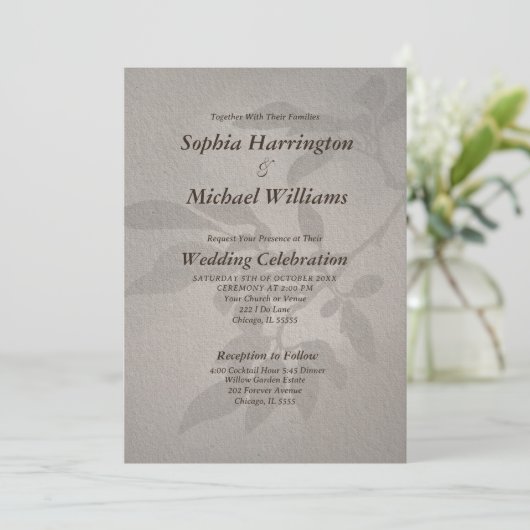 Subtle Leaves Elegant Modern Template QR Code Kaart (Staand voorkant)