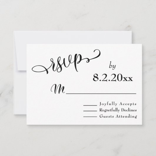 Subtle, legant Typography Black Type Wedding RSVP (Voorkant)