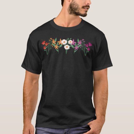 Subtle Lesbian Wildflowers with Lesbian Pride Flag T-shirt (Voorkant)