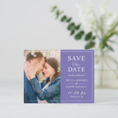 Subtle Light Paars Periwinkle Photo Save the Date Briefkaart (Staand voorkant)