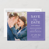 Subtle Light Paars Periwinkle Photo Save the Date Briefkaart (Voorkant / Achterkant)